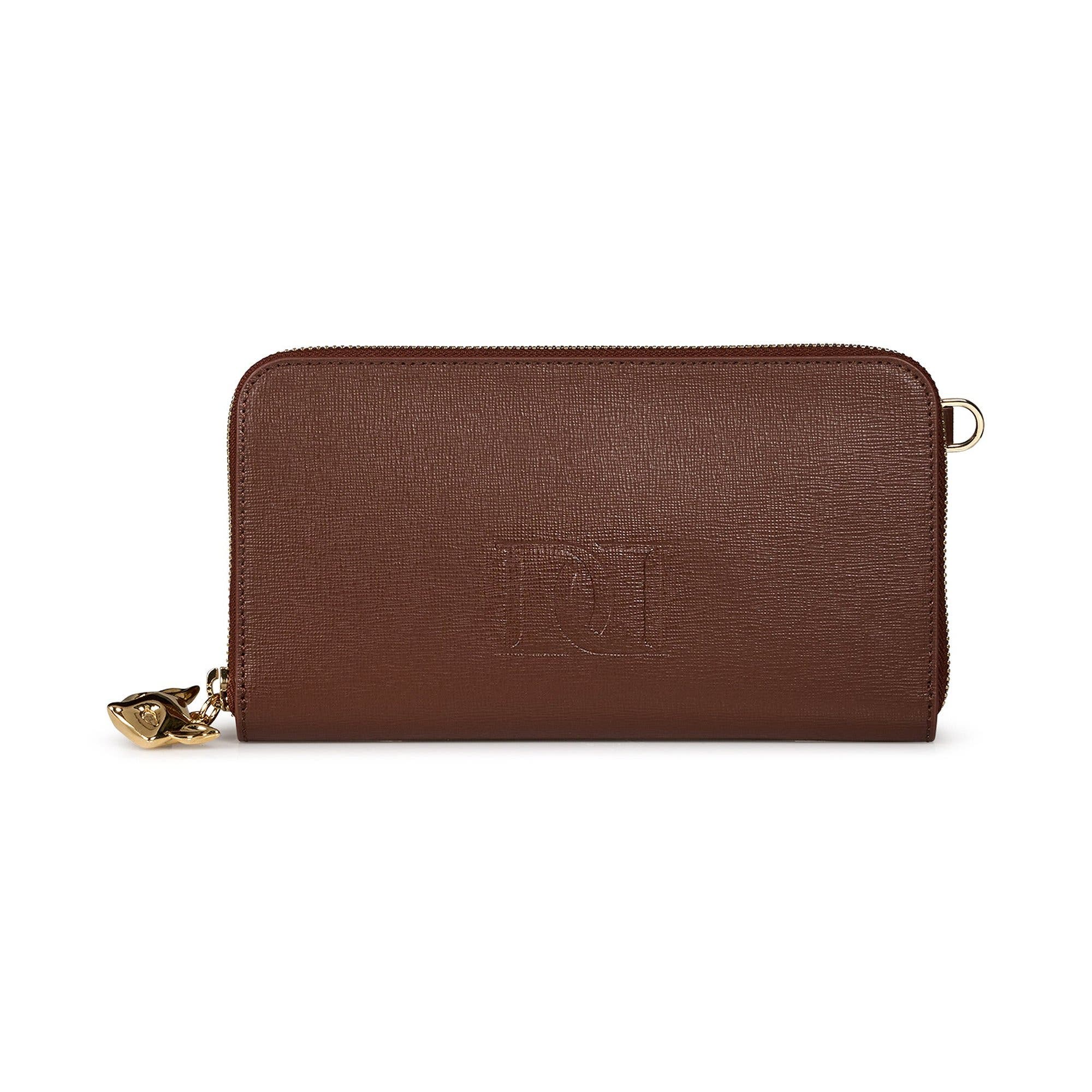 Paris Wallet, Alternate, color, Brown with Gold Wristlet