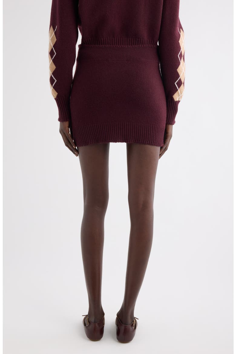 Argyle Wool & Cashmere Miniskirt, Alternate, color, BURGUNDY