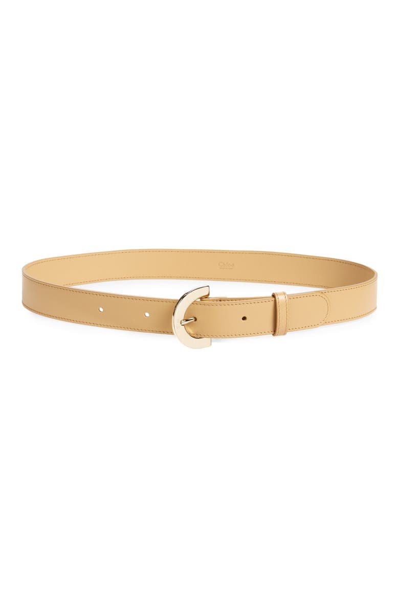 C Buckle Leather Belt, Main, color, MILKY BROWN