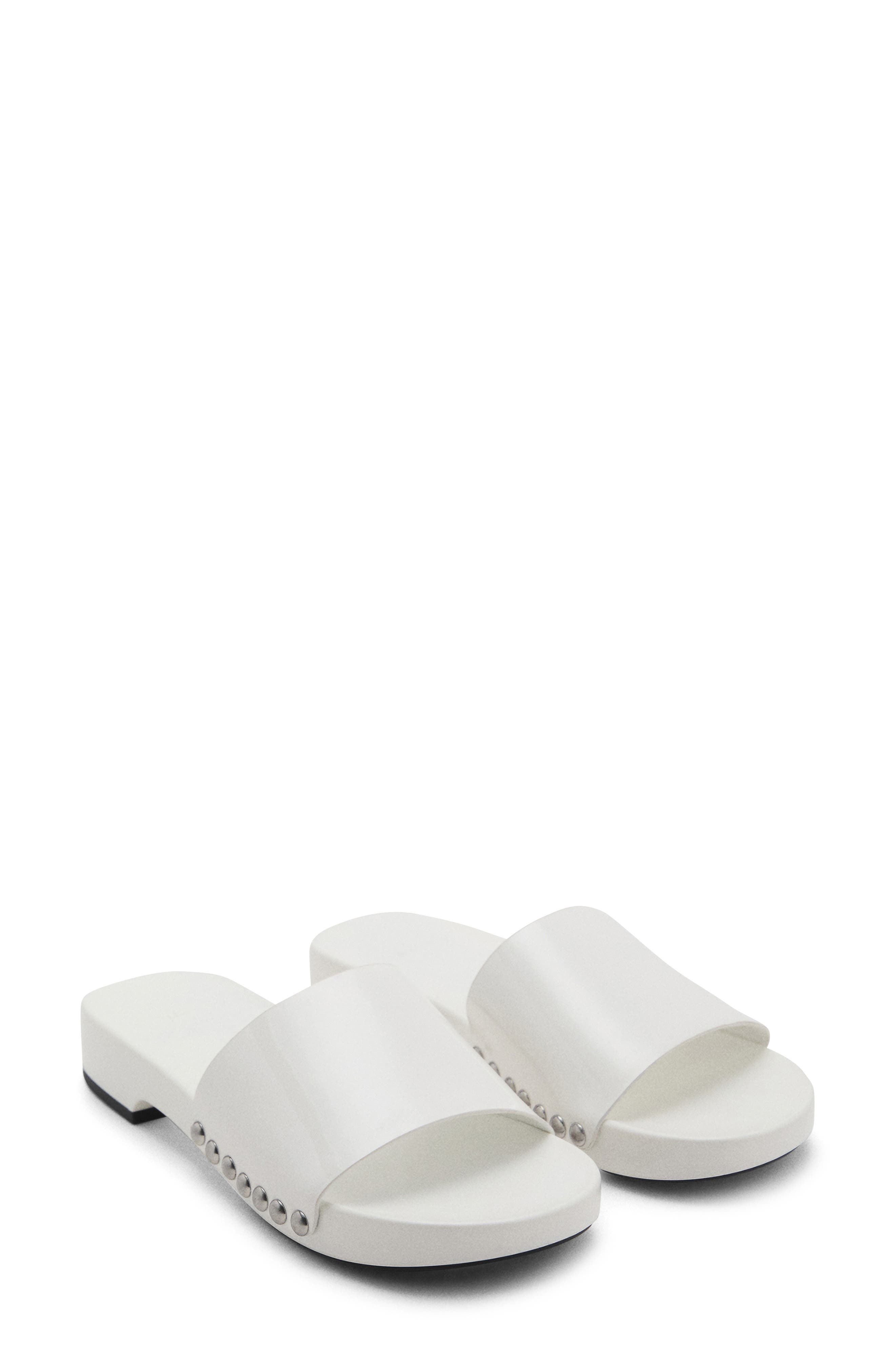 MANGO Studded Slide Sandal, Main, color, White