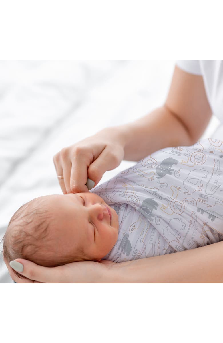 Lambs & Ivy Jungle Story 100% Cotton Muslin Safari Swaddle Blankets - 2 Pack, Alternate, color, White