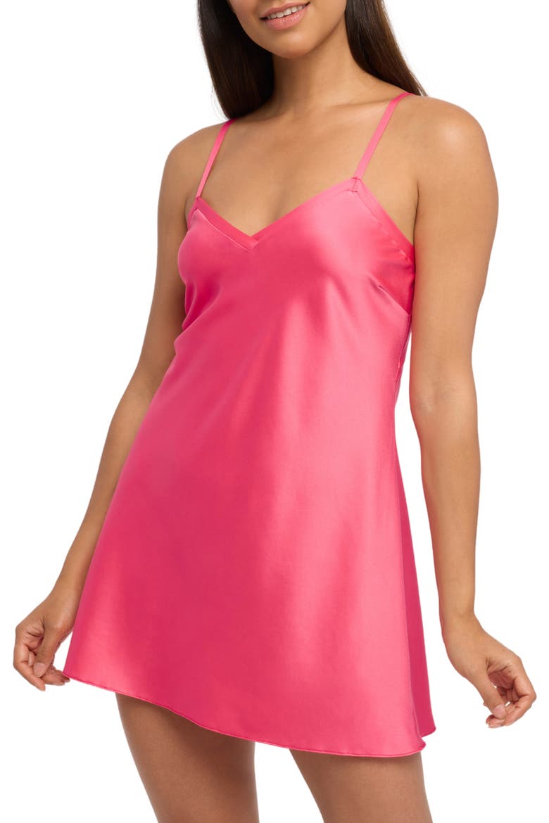Fresh Satin Chemise, Alternate, color, AZALEA