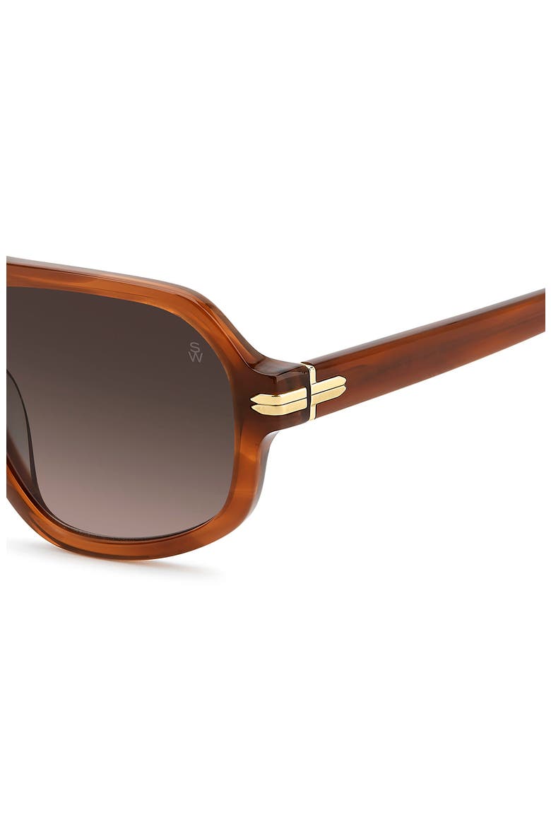 54mm Gradient Rectangular Aviator Sunglasses, Alternate, color, HAVANA BROWN/ BROWN SF