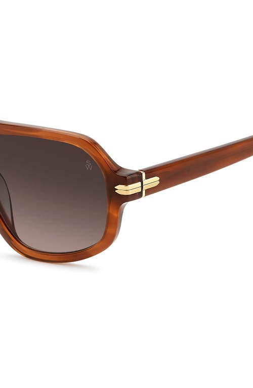 Stuart Weitzman 54mm Gradient Rectangular Aviator Sunglasses In Brown