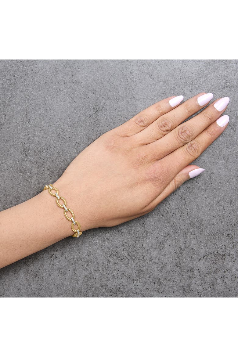 Gold Vermeil 1/10 Cttw Diamond Bold Oval Link Bracelet, Alternate, color, Silver
