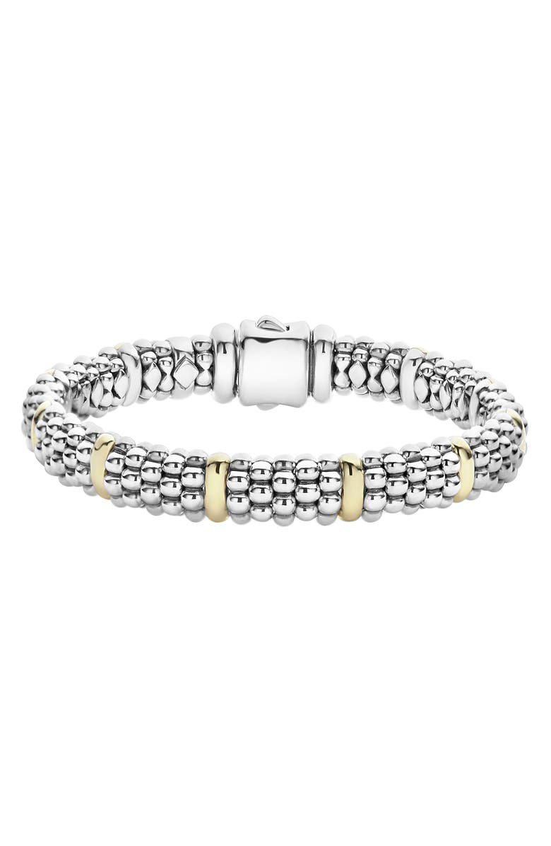LAGOS Oval Caviar Rope Bracelet, Main, color, Silver/ Gold
