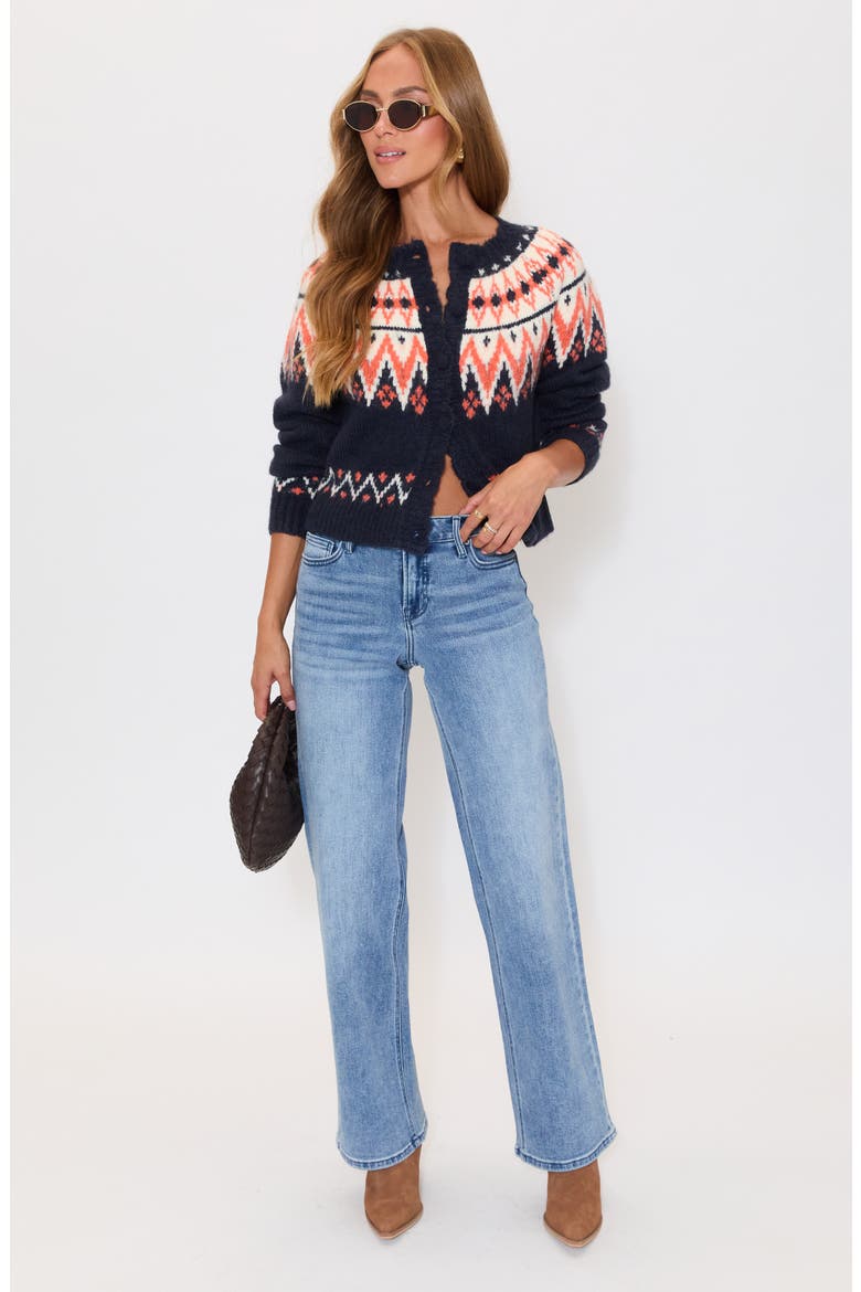 Aurora Fair Isle Cardigan, Alternate, color, NAVY/ ORANGE