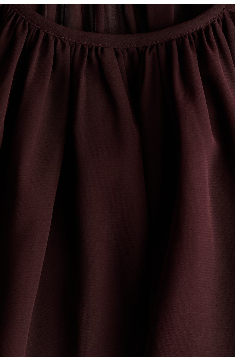 H&M Sheer Flounce-trimmed Blouse, Alternate, color, Dark Brown