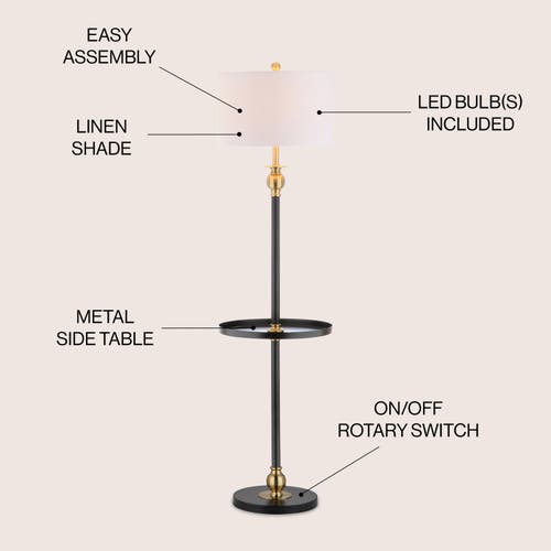 Jonathan Y Evans 61" Metal Led End Table Floor Lamp, Black/brass In Black/gold