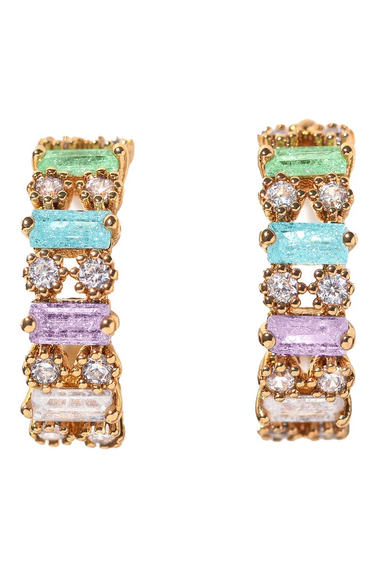Aloe Huggie Hoop Earrings, Main, color, GOLD