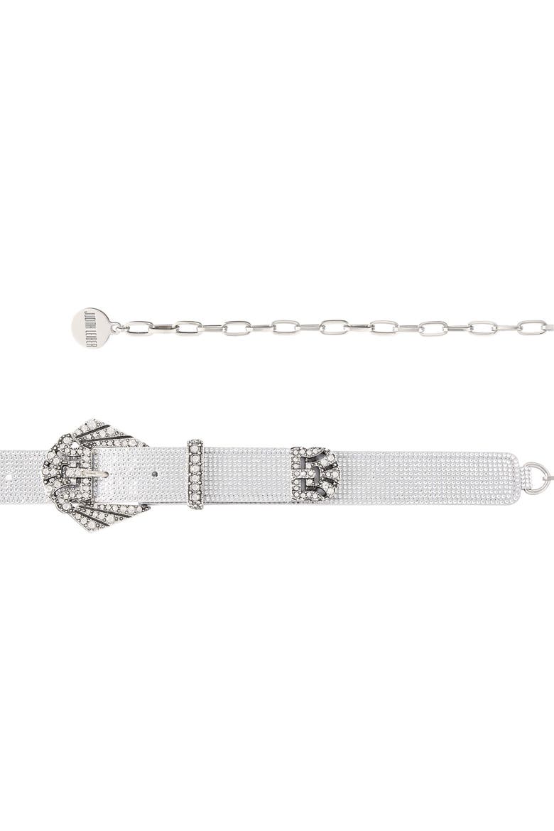 Art Deco Chain Belt, Alternate, color, Silver Rhine