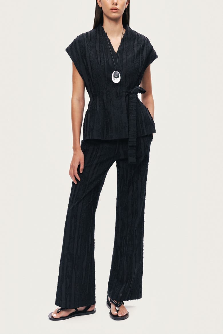 Textured Relaxed-Fit Pants, Alternate, color, Black