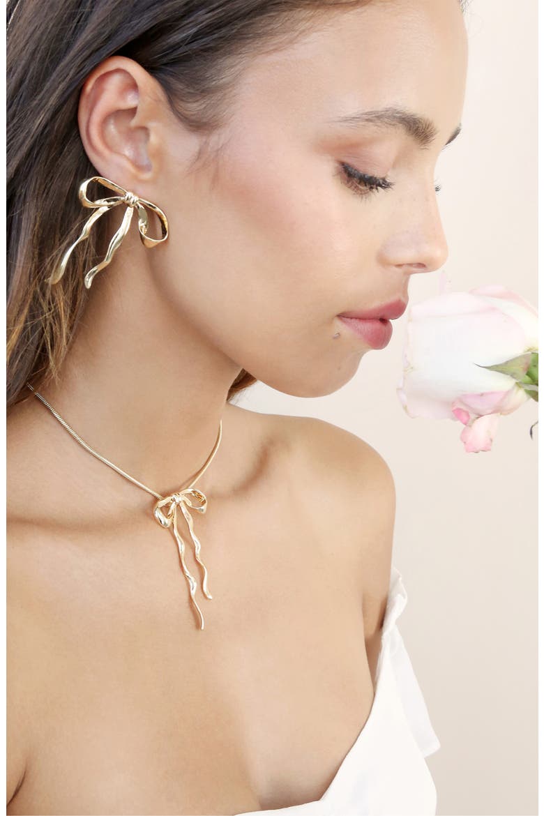 Organic Bow Earrings, Alternate, color, GOLD