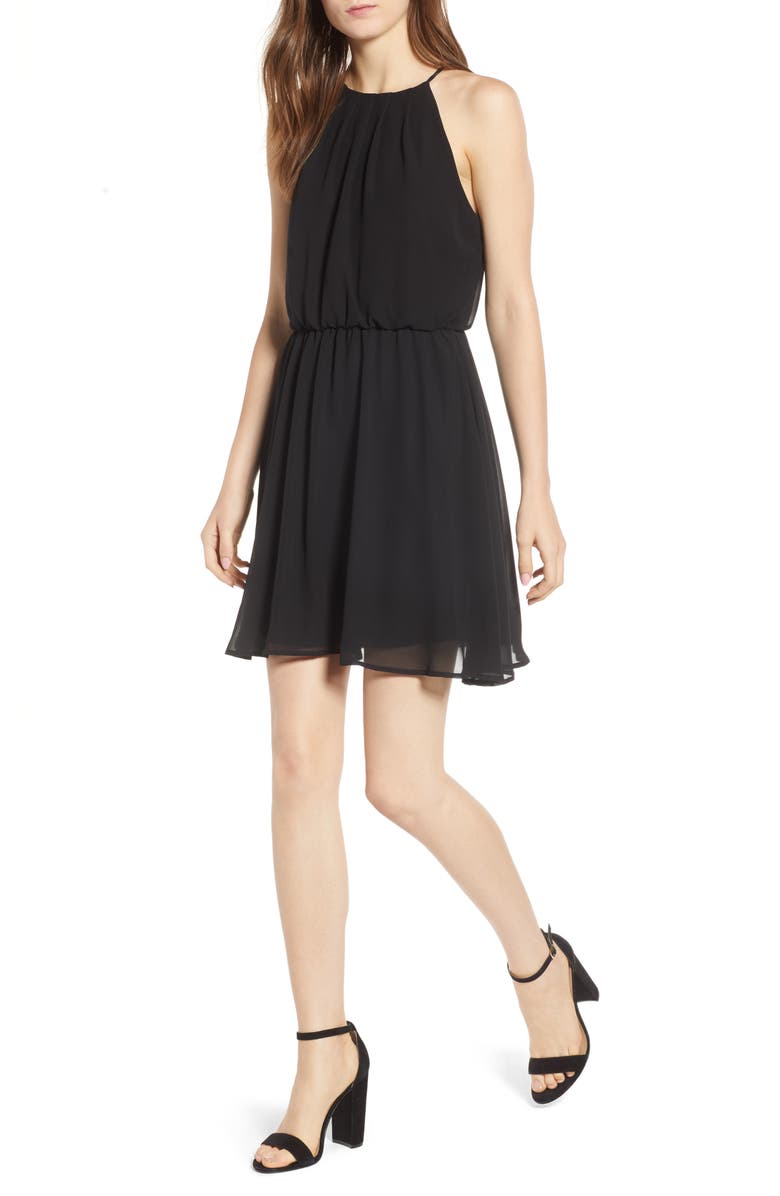 All in Favor Blouson Chiffon Skater Dress, Main, color, 