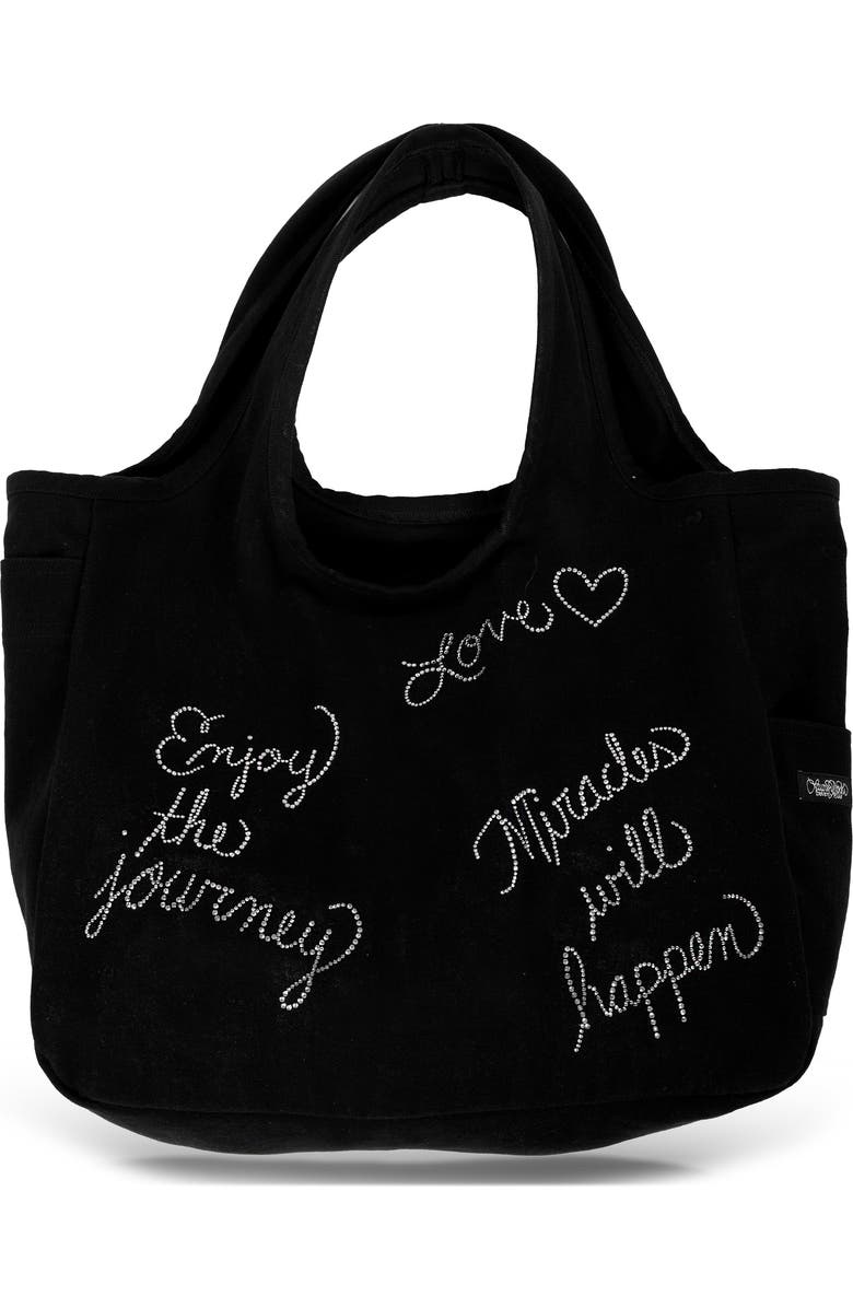 Lauren Moshi Taylor Crystal Affirmations Canvas Tote Bag, Alternate, color, Black