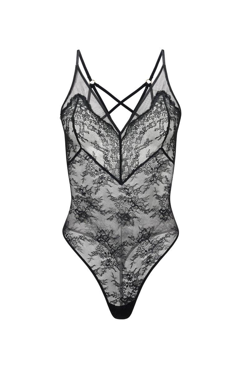 Adore Me Shiba Bodysuit Lingerie, Alternate, color, Black