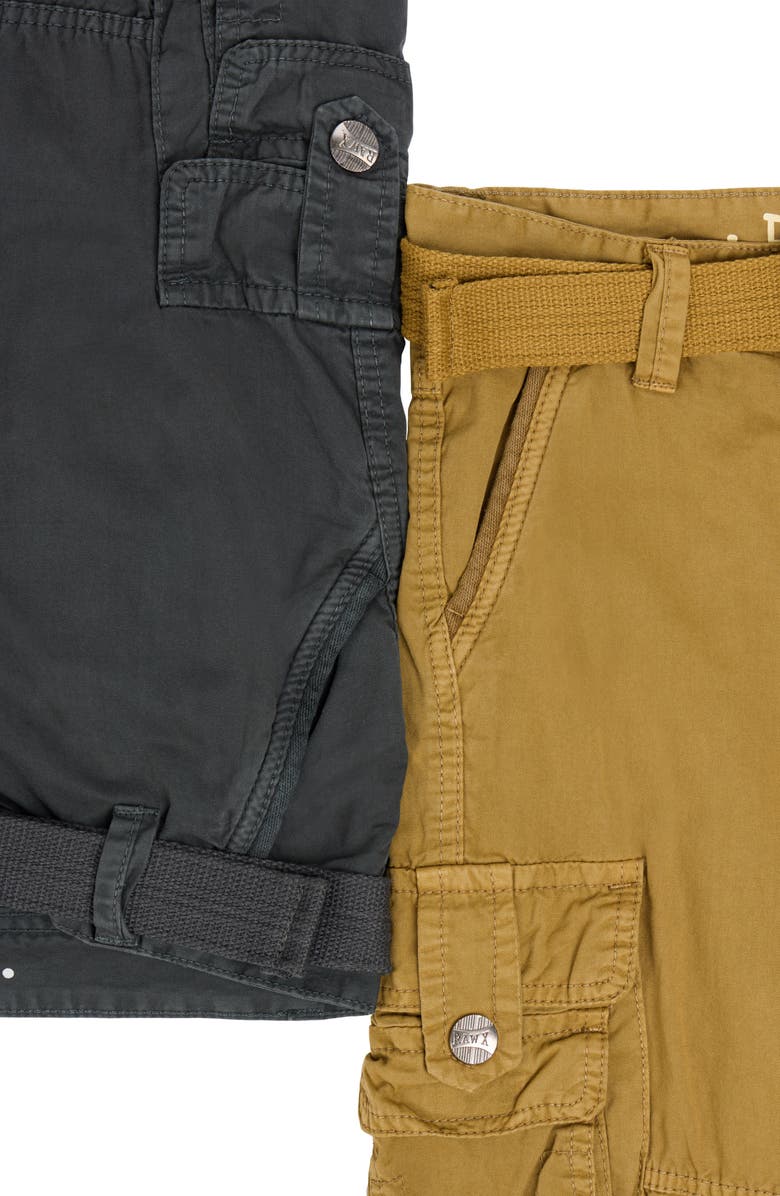 XRAY Kids' 2-Pack Belted Twill Cargo Shorts, Alternate, color, Charcoal/ British Khaki