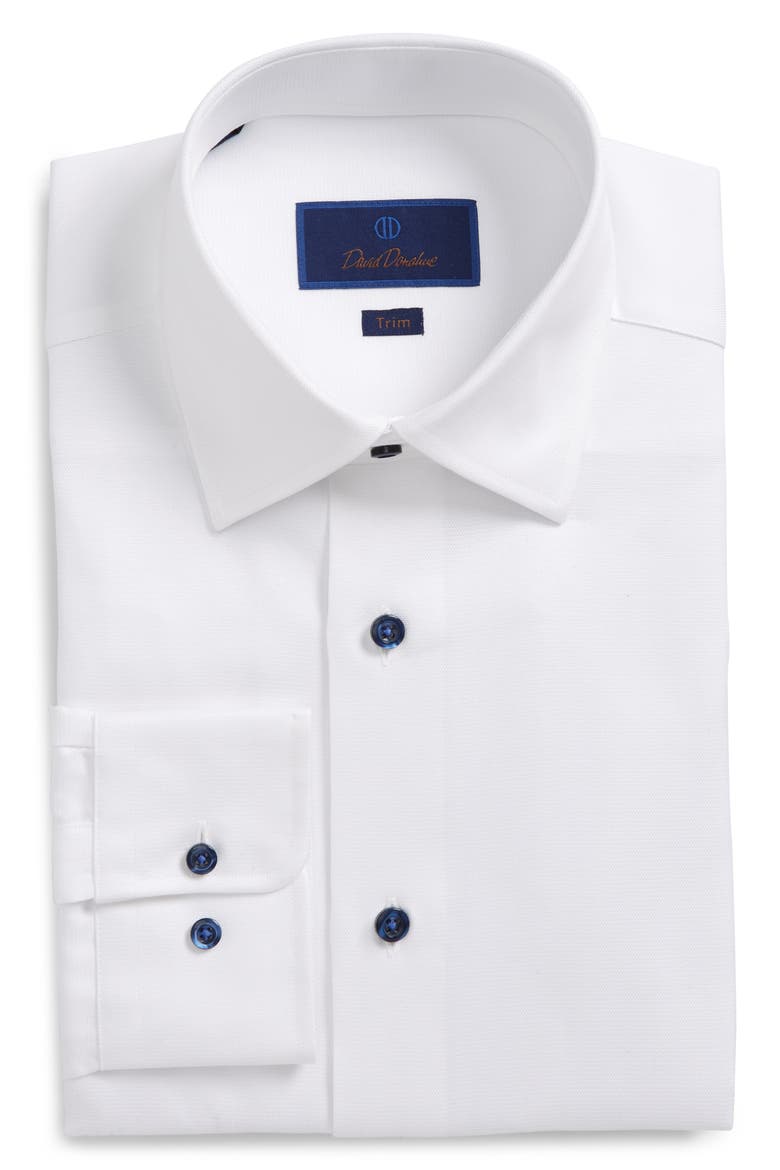 Trim Fit Solid Dress Shirt, Main, color, WHITE