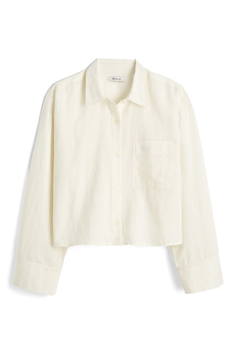 Linen & Cotton Straight Hem Shirt, Alternate, color, IVORY LINEN