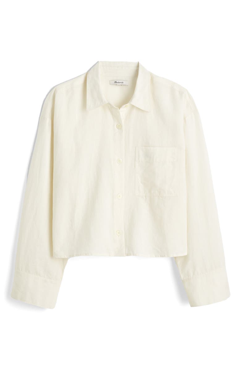Madewell Linen & Cotton Straight Hem Shirt, Alternate, color, Ivory Linen
