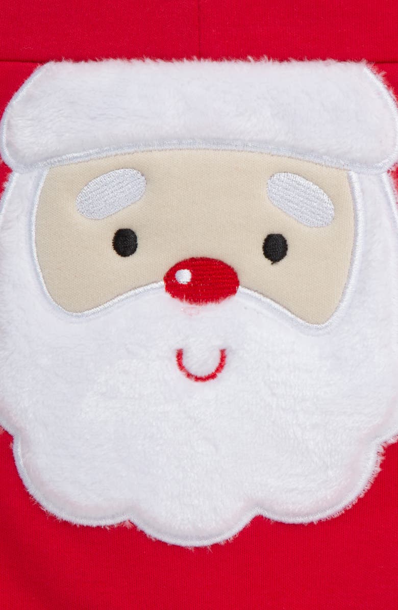 Little Me First Christmas Holiday Stripe Hooded Bodysuit & Santa Joggers Set, Alternate, color, Red