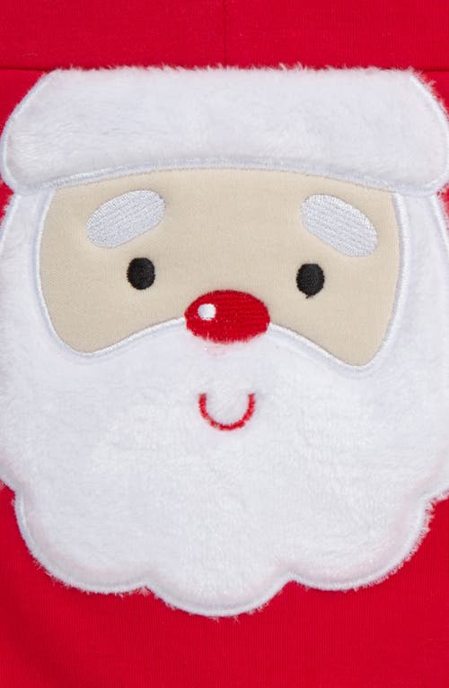 Little Me First Christmas Holiday Stripe Hooded Bodysuit & Santa Joggers Set In Red