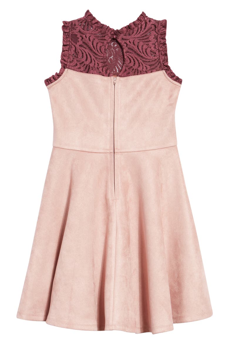 Kids' Sleeveless Lace Skater Dress, Alternate, color, MAUVE