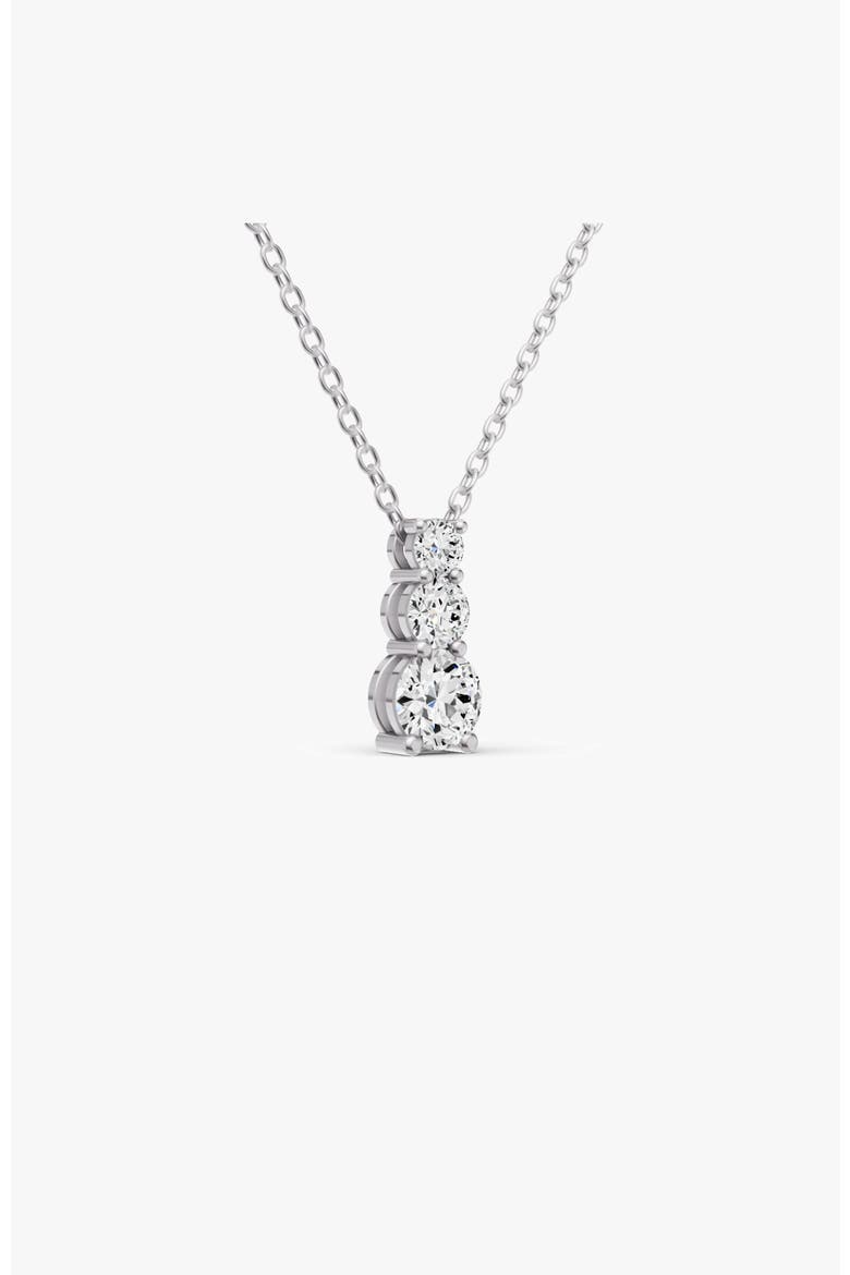 14K Gold 2 ct Round Lab Grown Diamond Three Stone Snow Hidden Bail Pendant, Alternate, color, White Gold