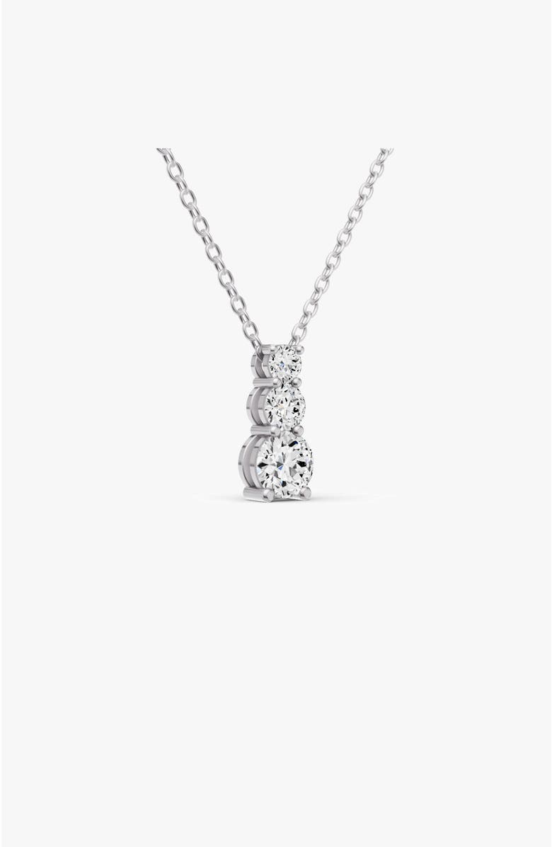 SEREIA OFFICIAL 14K Gold 2 ct Round Lab Grown Diamond Three Stone Snow Hidden Bail Pendant, Alternate, color, White Gold