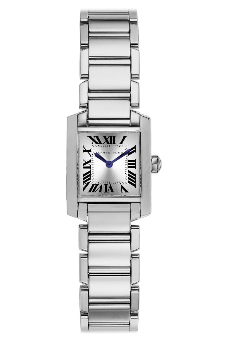 Mini Square Two-Hand Quartz Bracelet Watch, 20mm x 20mm, Main, color, SILVER