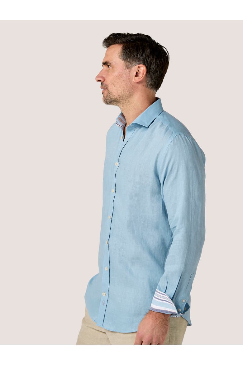 Classic Linen Long Sleeve Shirt, Alternate, color, Ocean Blue