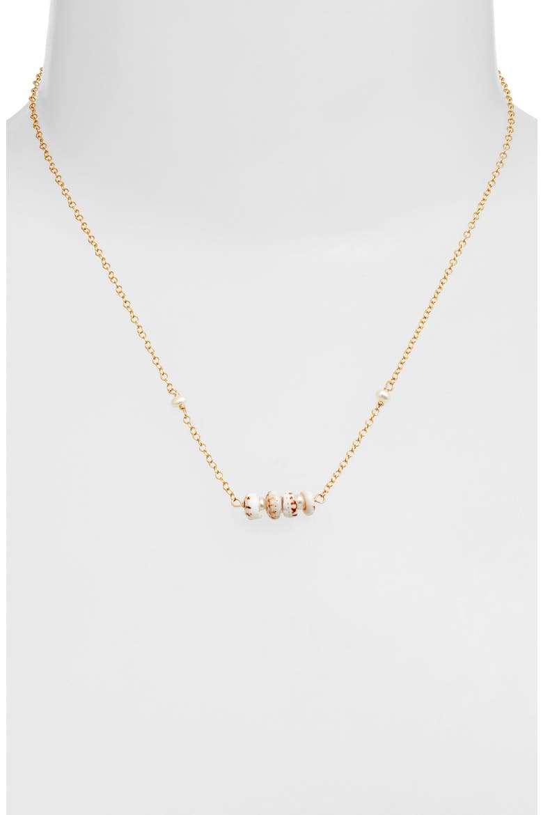 Michelle Dainty Shell & Freshwater Pearl Necklace, Alternate, color, GOLD