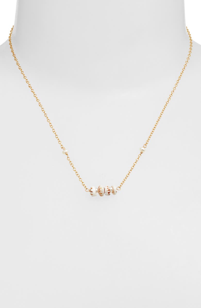 Kiara by Ki-Ele Michelle Dainty Shell & Freshwater Pearl Necklace, Alternate, color, Gold