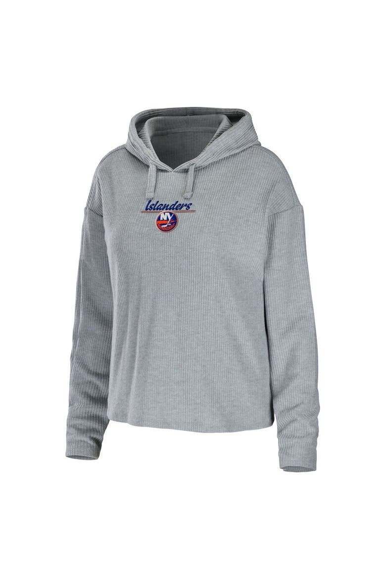 Women's WEAR by Erin Andrews Heather Gray New York Islanders Logo Pullover Hoodie & Pants Sleep Set, Alternate, color, Heather Gray