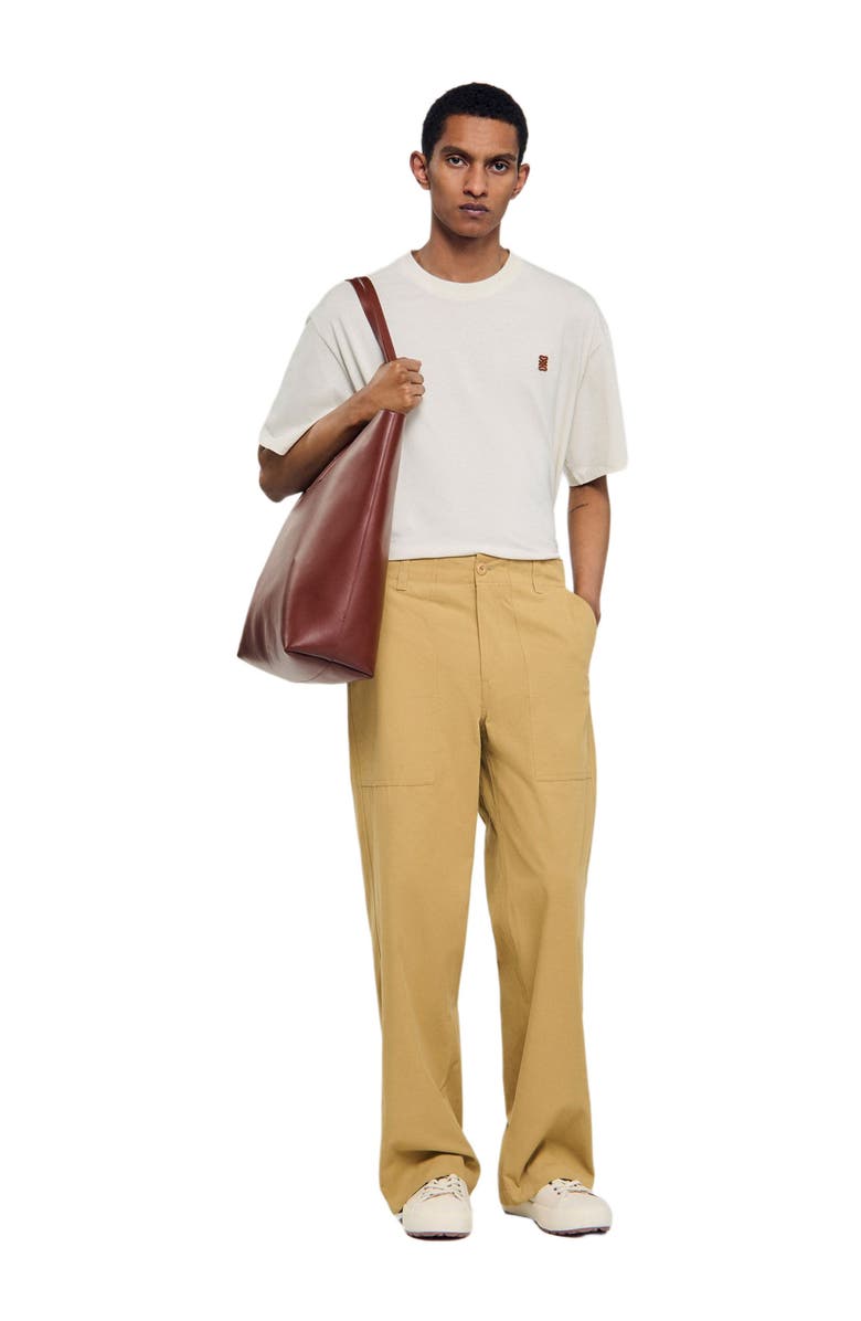 SANDRO Wide-leg cotton trousers, Alternate, color, Ocher Yellow