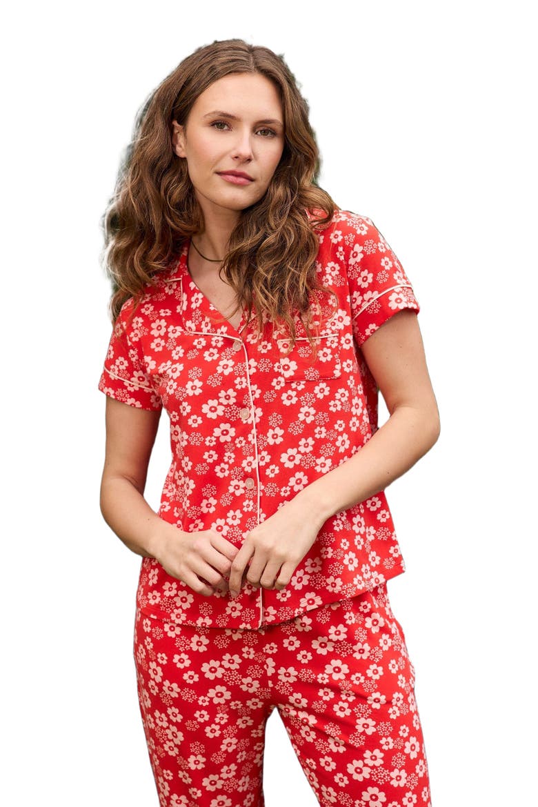 Pima Knit Holiday Capri Set, Alternate, color, Cece