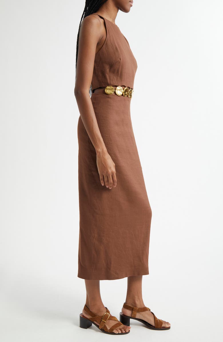 Veronica Beard Isla Metallic Detail Linen Blend Sheath Dress, Alternate, color, 