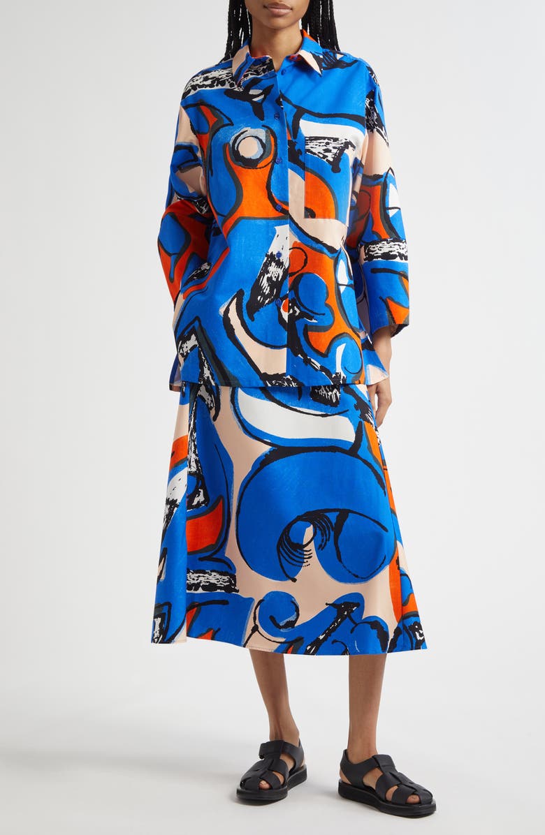 Marimekko Puutarha Eldfamn Cotton Skirt, Alternate, color, 