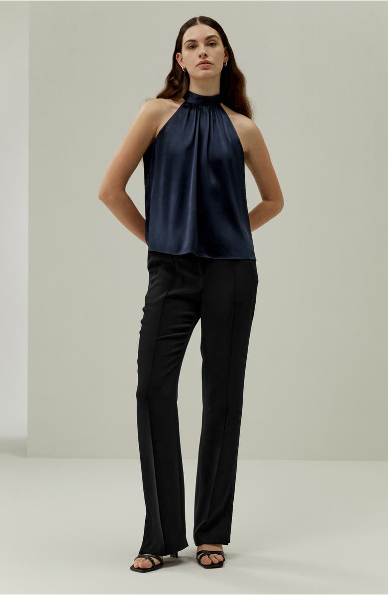 Lilysilk Minimalistic Allure Silk Halter Top, Alternate, color, Navy Blue