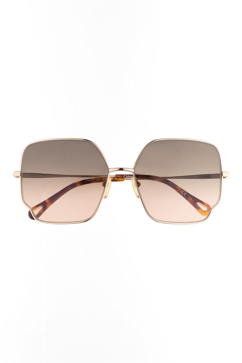 60mm Gradient Square Sunglasses, Main, color, BLACK