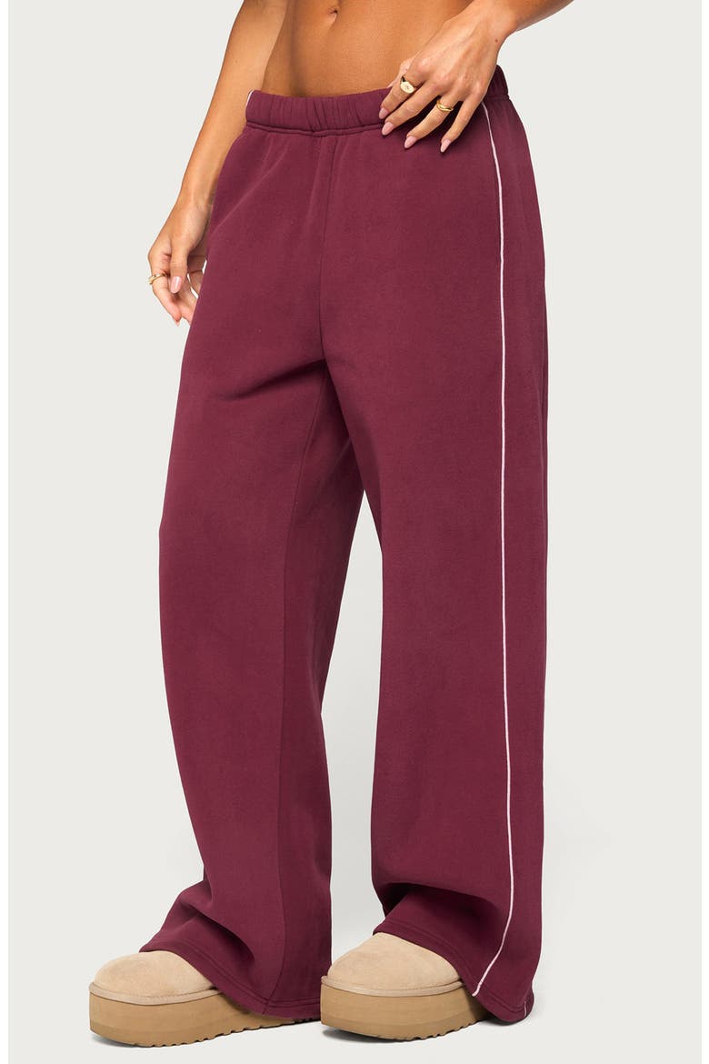 Autumn Wide Leg Sweatpants, Alternate, color, BURGUNDY