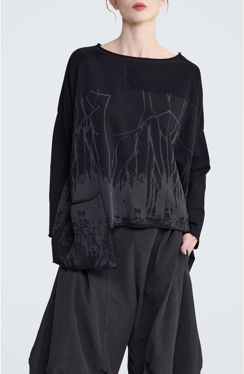 LUUKAA Cristal Textured Blouse, Alternate, color, Ink Black