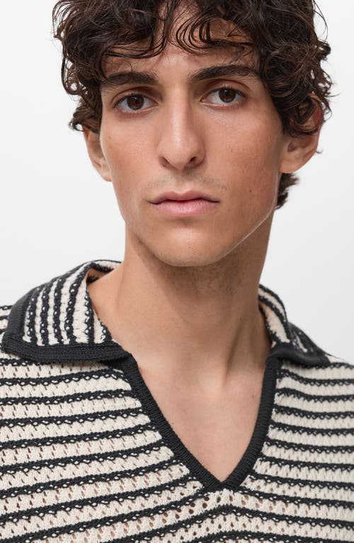 Mango Stripe Open Stitch Cotton Polo In Multi