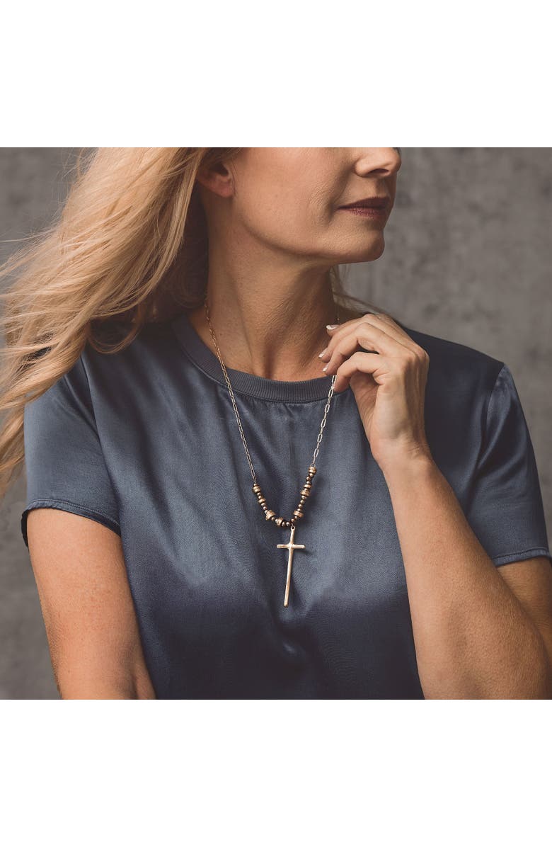 Collection 1304 Grounded Bronze Cross Necklace, Alternate, color, Bronze