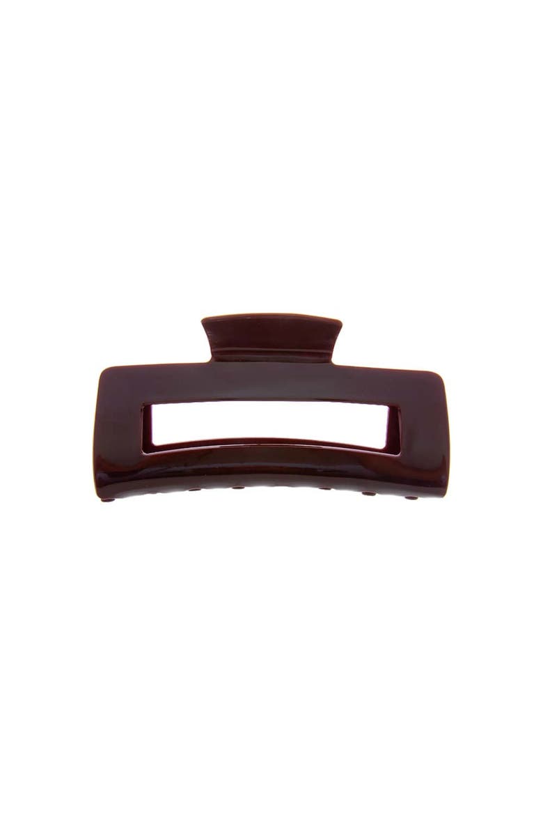 Large Colored Gloss Cutout Claw Clip, Alternate, color, Burgundy & Brown