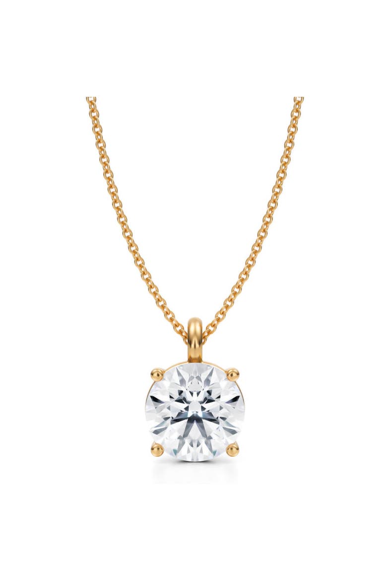 Round Solitaire Lab Diamond Pendant Necklace 14K 3.00ct, Main, color, Yellow Gold