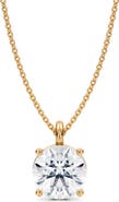 ALLUREZ Round Solitaire Lab Diamond Pendant Necklace 14K 3.00ct