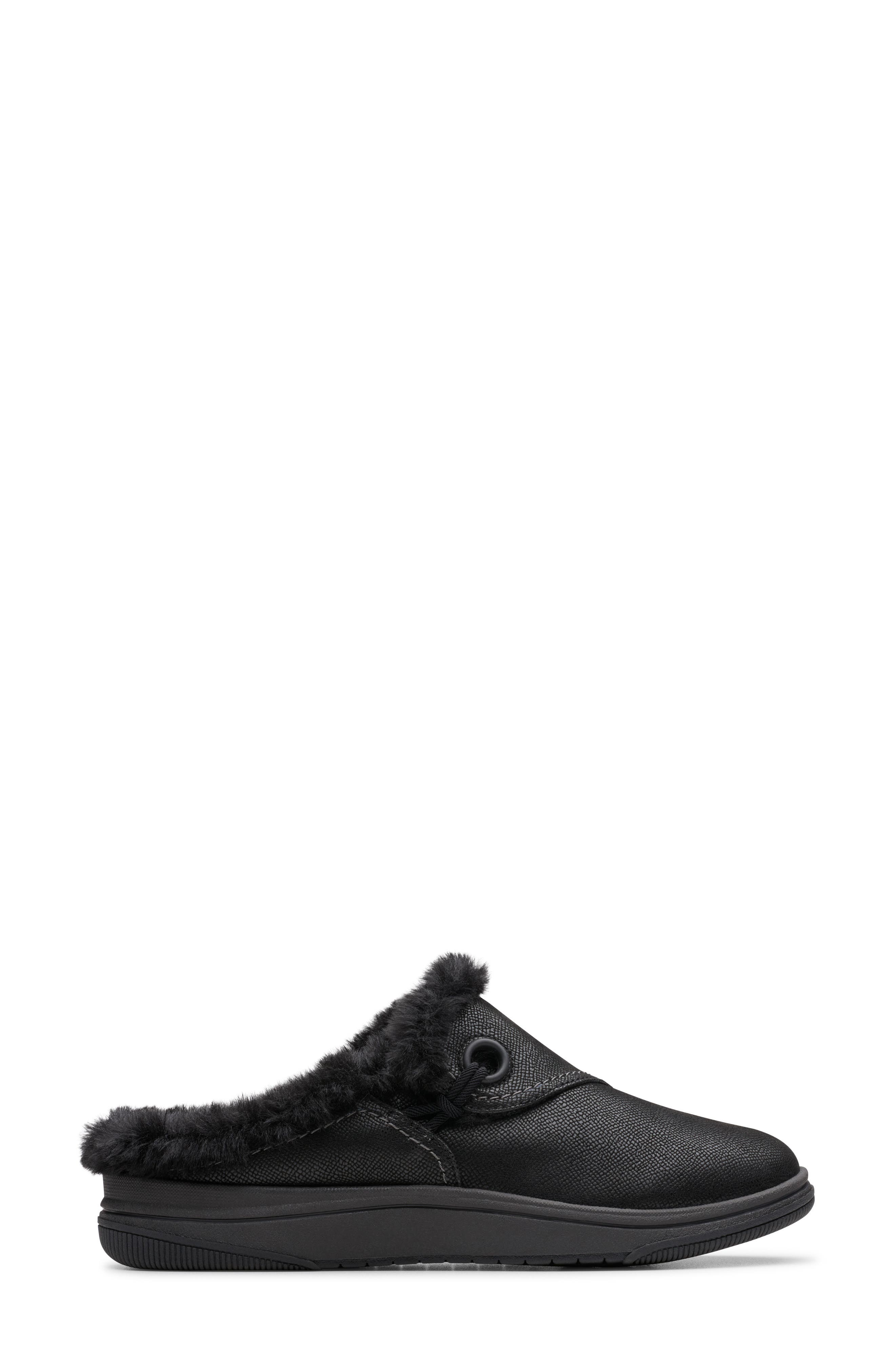 Clarks<sup>®</sup> Breeze Myth Faux Fur Lined Slipper - Wide Width Available, Alternate, color, Black