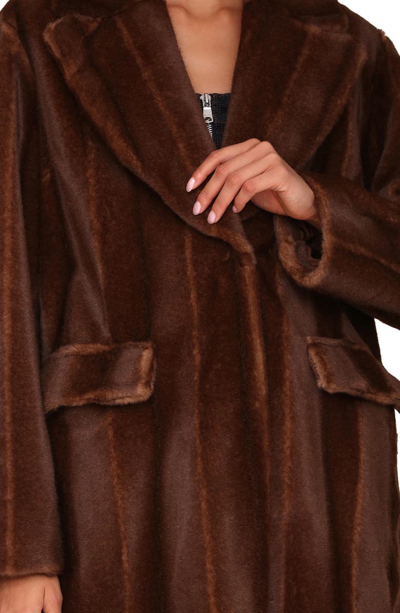 Avec Les Filles Long Faux Fur Coat, Alternate, color, Brown Mink