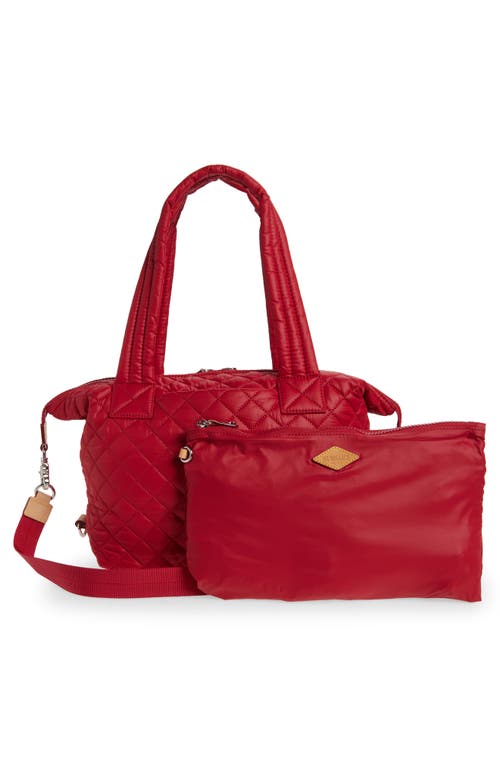 Mz Wallace Medium Sutton Deluxe Quilted Nylon Tote In Red